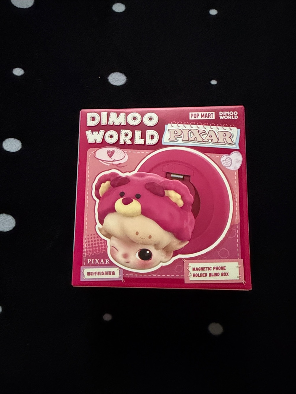 Dimoo World Pixar Magnetic Phone Holder - Pink Bear Design